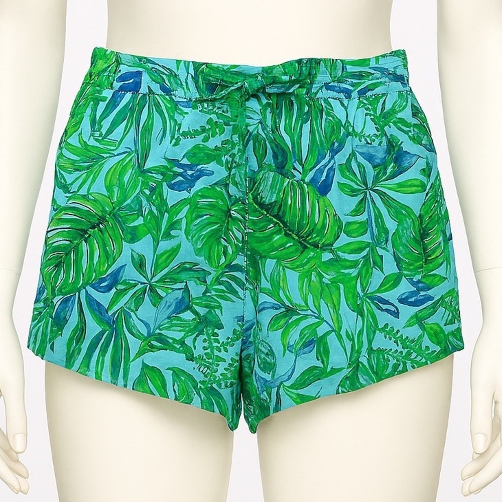 J.Jill Womens Medium Petite MP Tropical‎ Leaf Print Rayon Drawstring Shorts - Picture 12 of 16